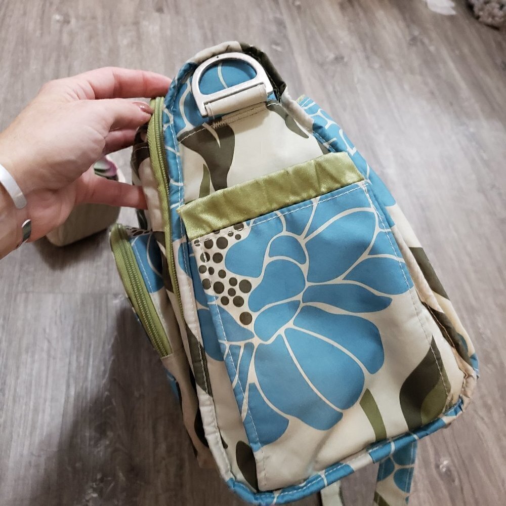 JuJuBe BFF Backpack Marvelous Mums Diaper Bag Floral Green Blue - Picture 4 of 11